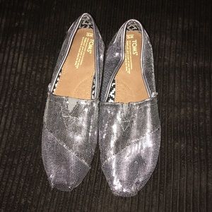 Silver Sequin Toms